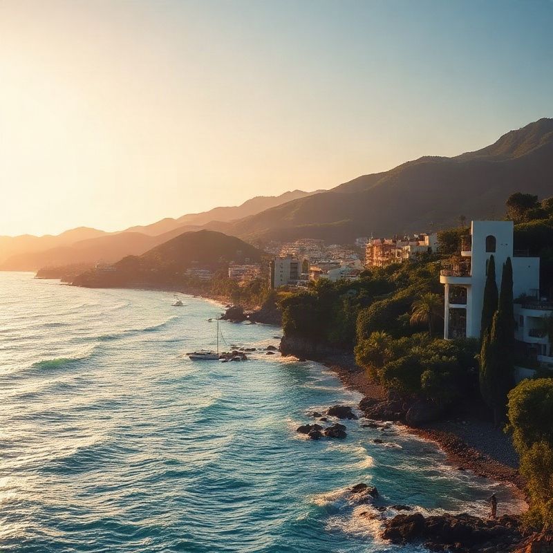 Costa de Florianópolis ao pôr do sol com prédios residenciais